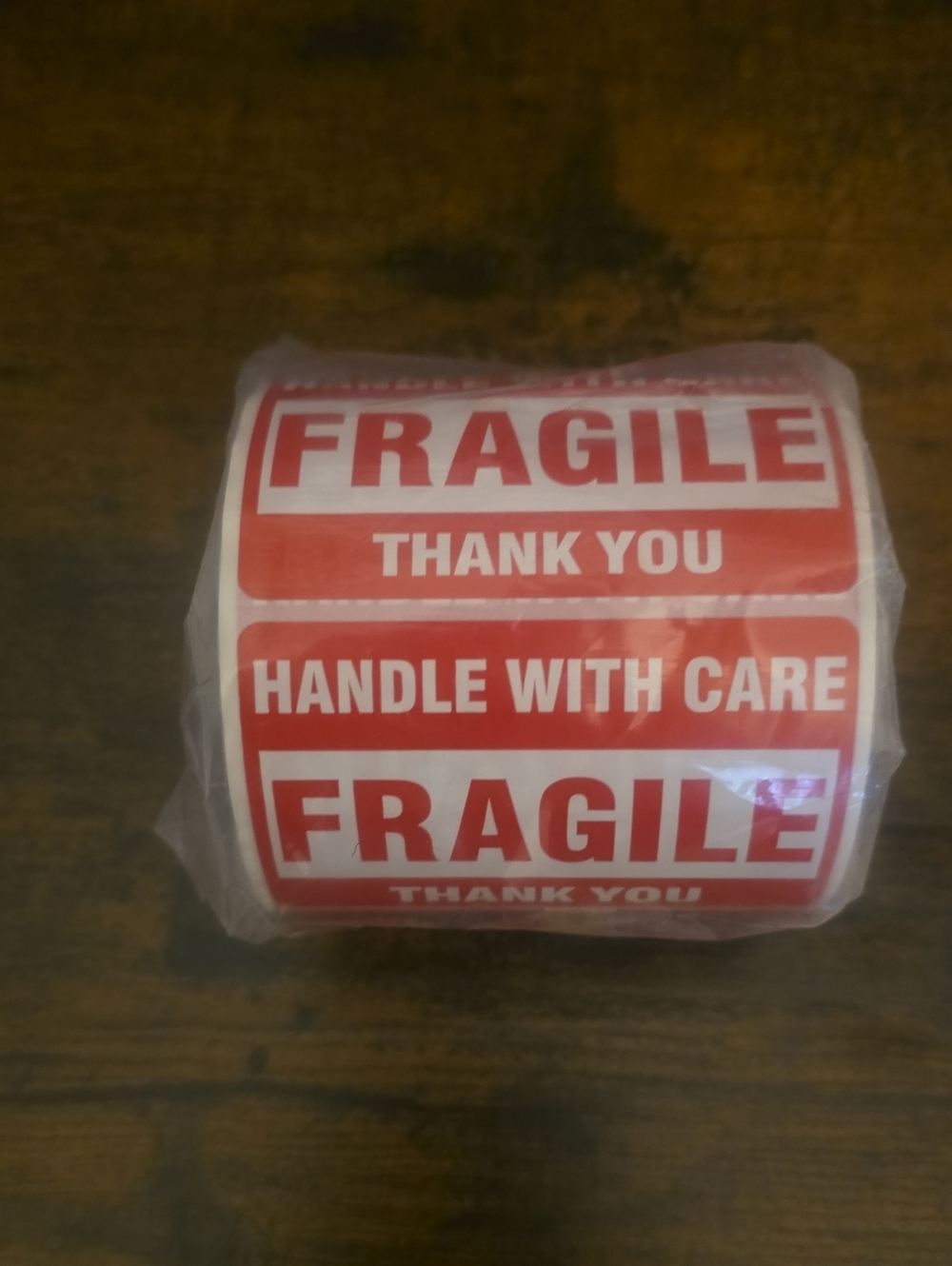 Fragile Handle With Care Roll - Red and White Shipping Labels